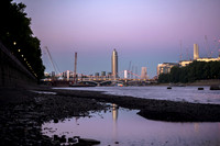 Thames reflections Battersea tidal pool at dusk